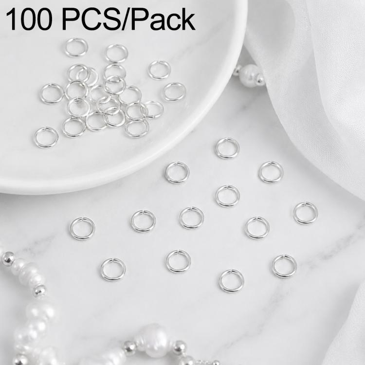 Silver open jump rings, small metal rings with open loops for DIY jewelry, 100-pack