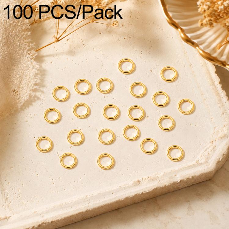 Gold open jump rings set, small round loops for DIY craft jewelry, 100-pack