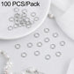 Silver open jump rings, 100-piece pack of small split loops for DIY jewelry