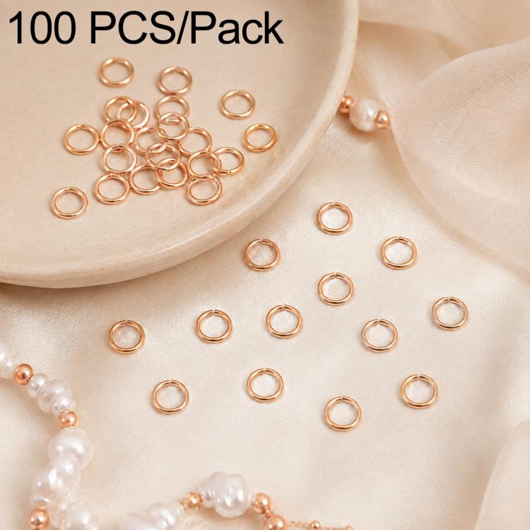 Rose gold open jump rings, 100-piece pack of small split loops for DIY jewelry