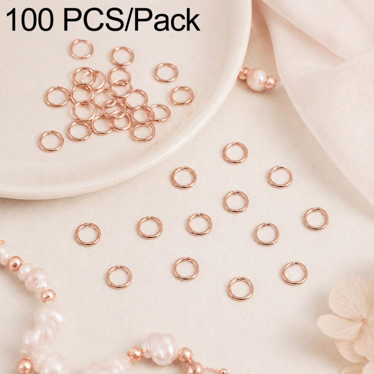 Rose gold open jump rings, 100-piece pack of small split loops for DIY jewelry