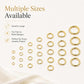 Assorted gold open jump rings in multiple sizes, small to large loops