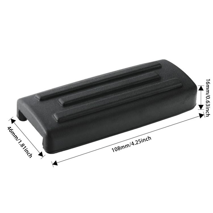 Extended brake foot rest pedal, black ridged rubber pad with raised grip channels.