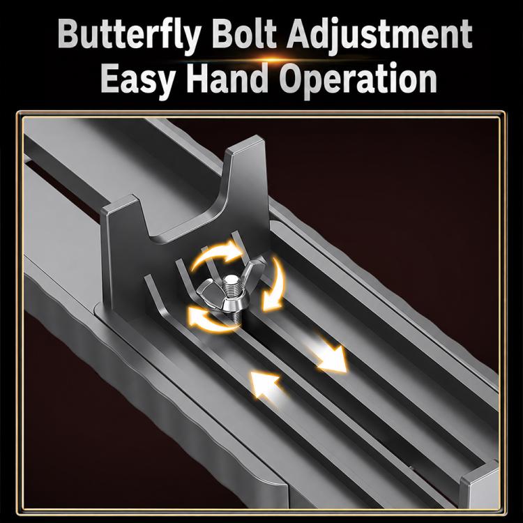 Close-up of adjustable bolt mechanism on a sink sharpening holder rail