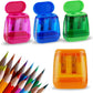 5 PCS/Pack Transparent Plastic Cap Double-hole Pencil Sharpener