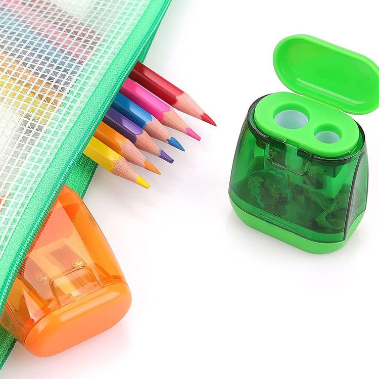 5 PCS/Pack Transparent Plastic Cap Double-hole Pencil Sharpener