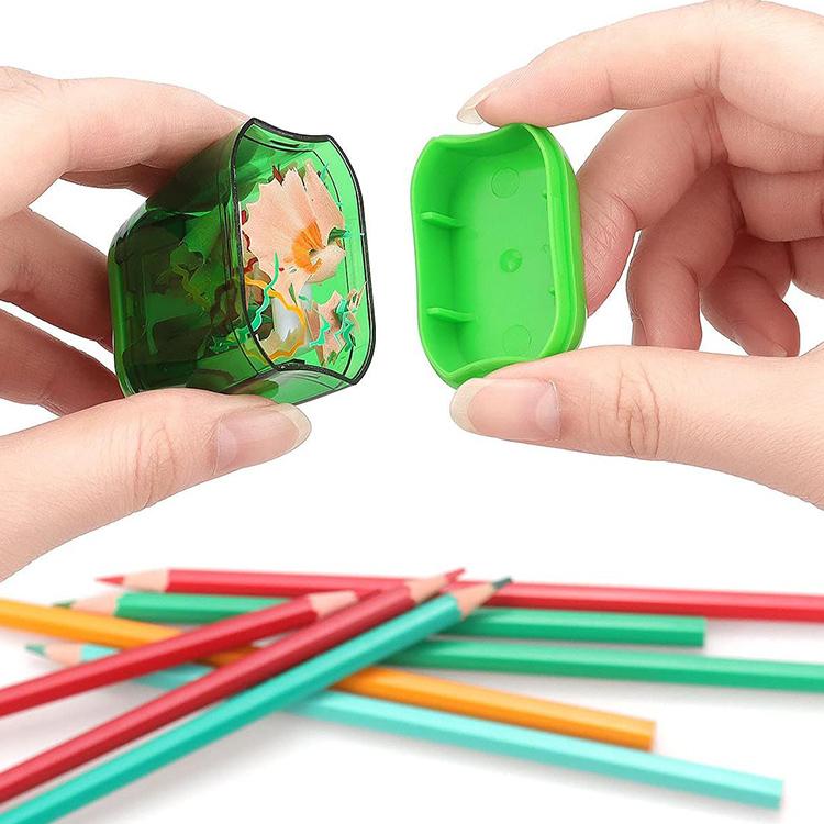 5 PCS/Pack Transparent Plastic Cap Double-hole Pencil Sharpener