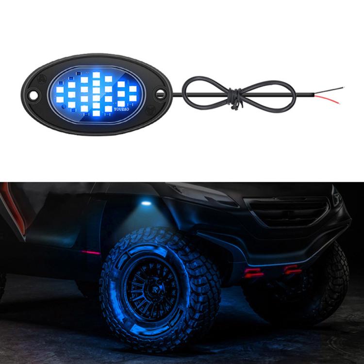 Blue LED underglow rock light with oval lens and attached wiring