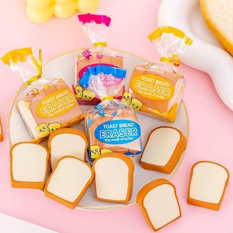 5 PCS/Pack Cute Cartoon Toast Bread Eraser