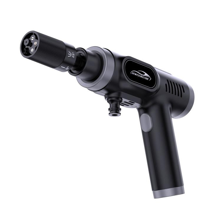 Black handheld high-pressure car washer water gun with rotating nozzle head