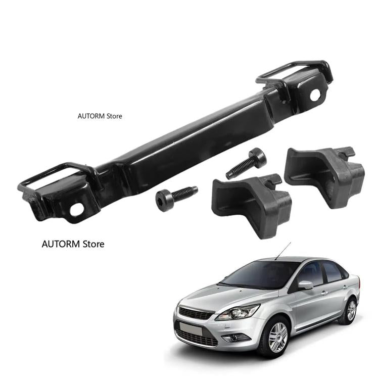 Black metal seat mounting bracket kit with screws and mounting clips