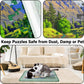 Green puzzle mat with colorful jigsaw print, with pet on it for dust and damp protection