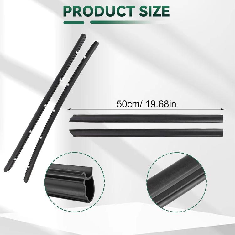 Black rubber door seal strips, two pieces, about 50cm long each