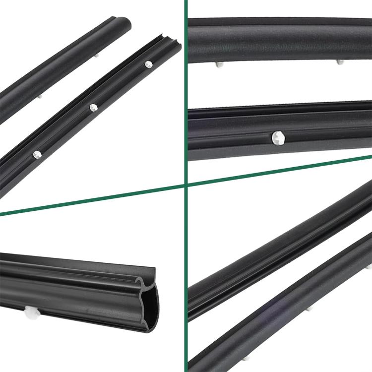 Black rubber door seal strips showing curved lip and side mounting profile