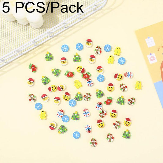 5 PCS/Pack Christmas Creative Cartoon Eraser, Mini, Large