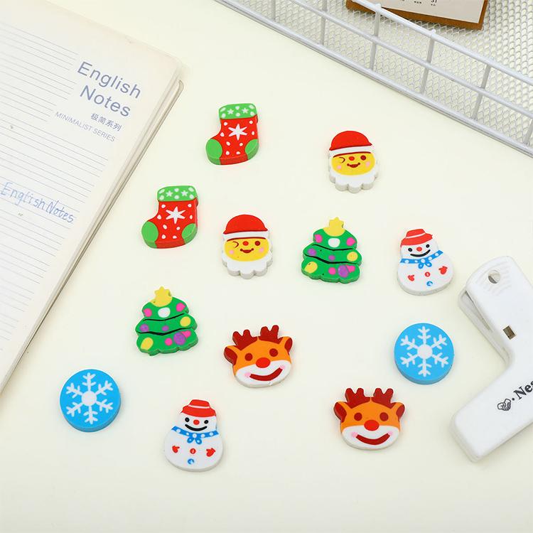 5 PCS/Pack Christmas Creative Cartoon Eraser, Mini, Large