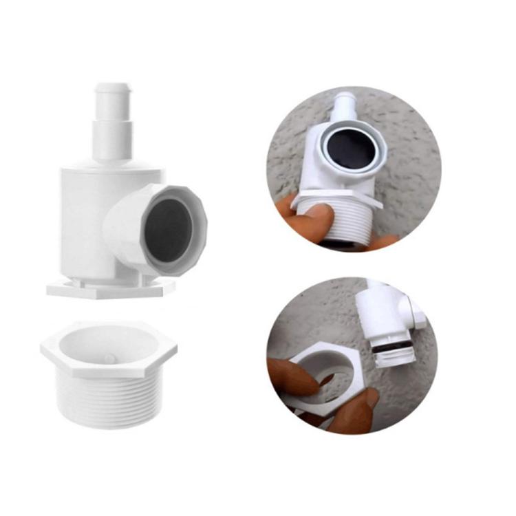 White tail connector with quick disconnect fitting and visible black inlet port