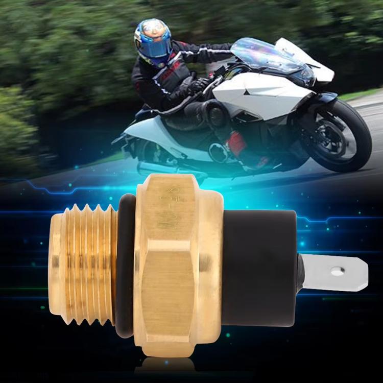 Brass temperature switch sensor with black connector and metal mounting tab