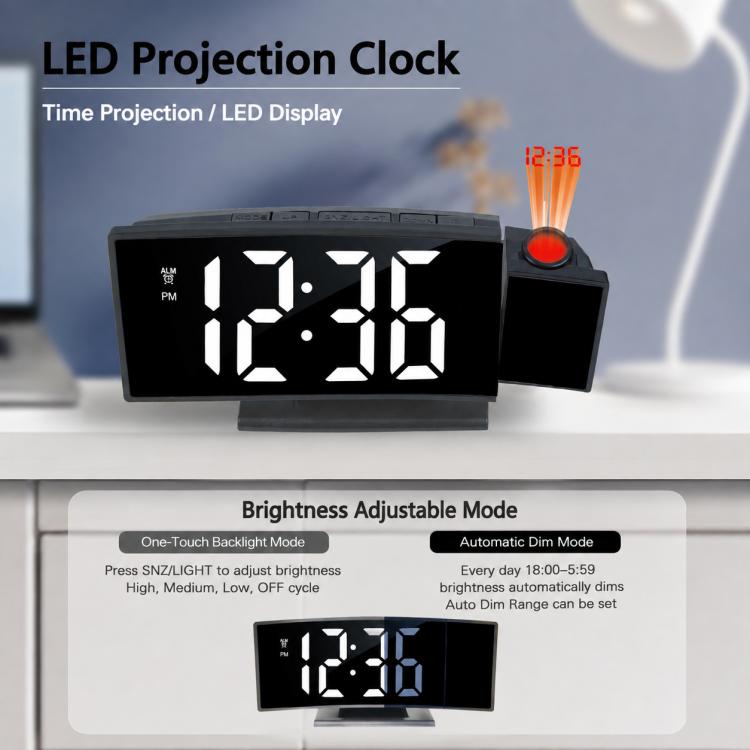 DS-3621LP Multifunctional Alarm Clock, 180 Degree Rotating Projection LED Display Electronic Clock