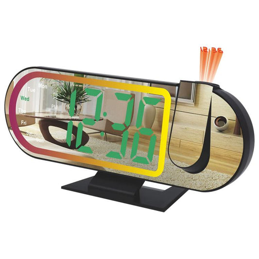 DS-3827LP LED Display Electronic Alarm Clock, RGB Ambient Light Mirror Projection Digital Clock