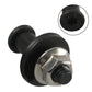 Close-up of black tailgate lock bolt with rubber bushing and threaded stud