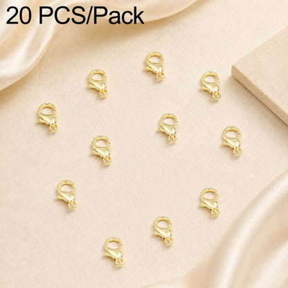 Gold-plated lobster clasp connectors with spring hook closures, 20-piece set