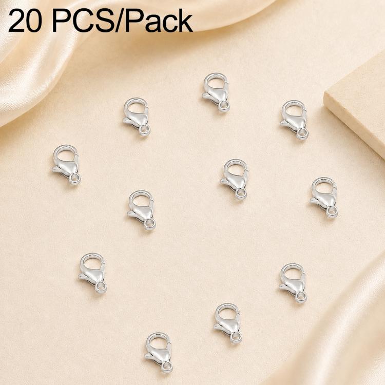 Silver-tone lobster clasp closures with spring ring, for DIY bracelet or necklace making.