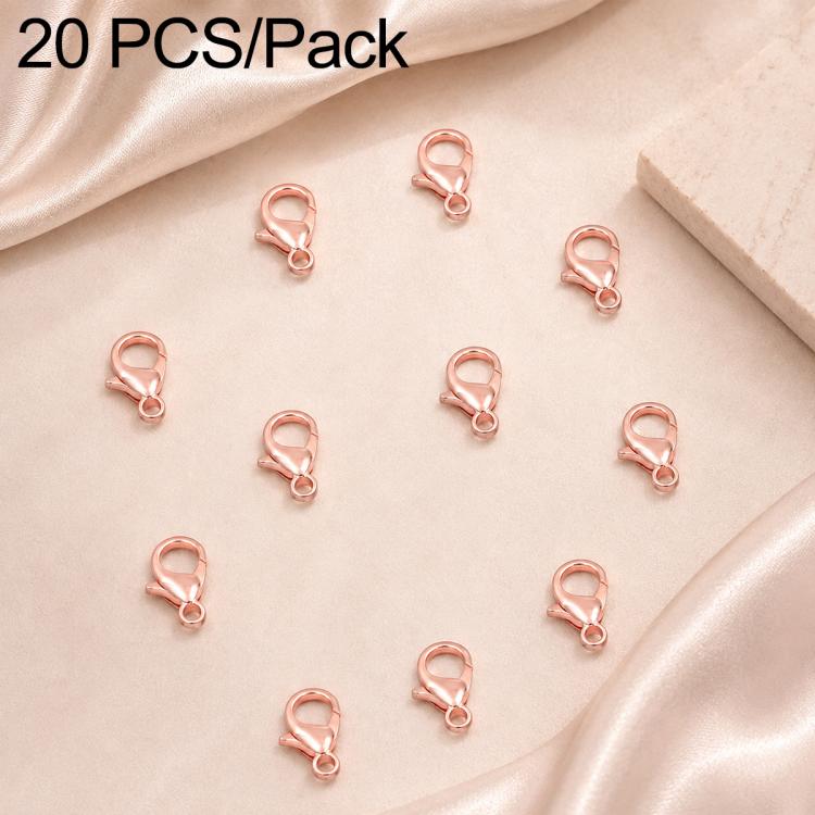 20-pack rose-gold lobster clasp spring connectors for bracelets and necklaces