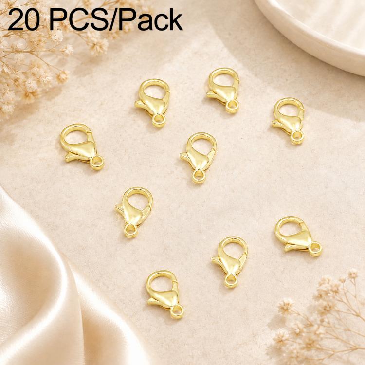 Gold-plated lobster clasp bracelet closures with spring hook, assorted 20 pieces