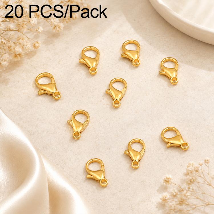 Gold-plated lobster clasp spring hook closures, scattered set of 20 pieces