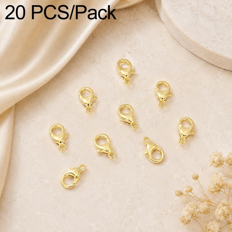 Gold-plated lobster clasp spring buckles for DIY jewelry, 20-piece pack