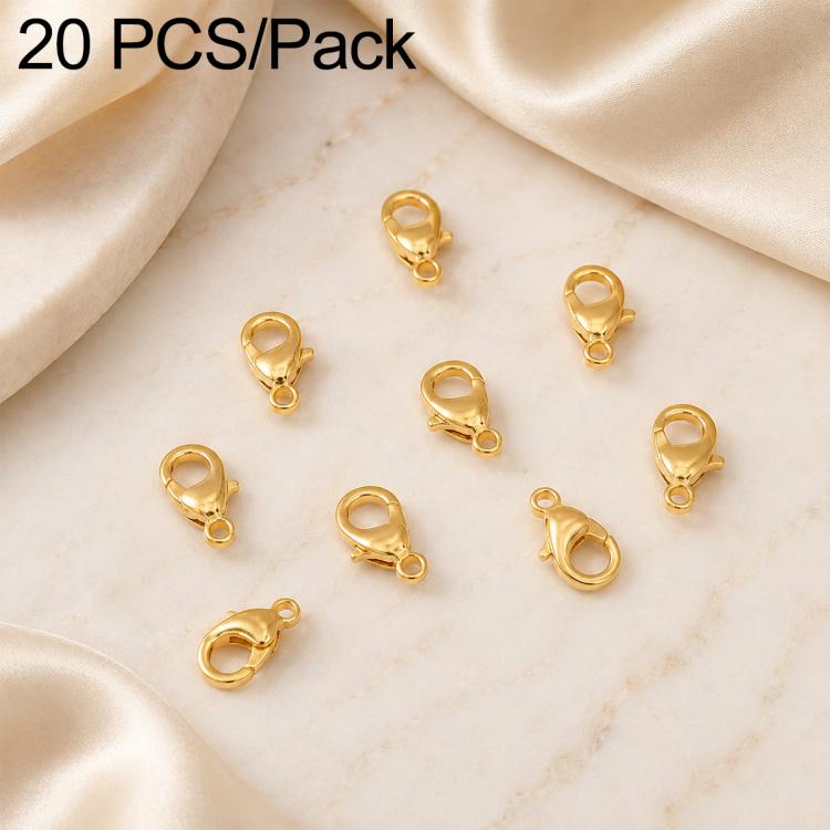 Gold-plated lobster clasp connectors with spring hooks, 20-piece DIY jewelry pack