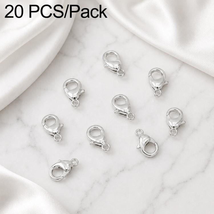 Silver-tone lobster clasps with spring rings, assorted pieces for bracelet and necklace links.