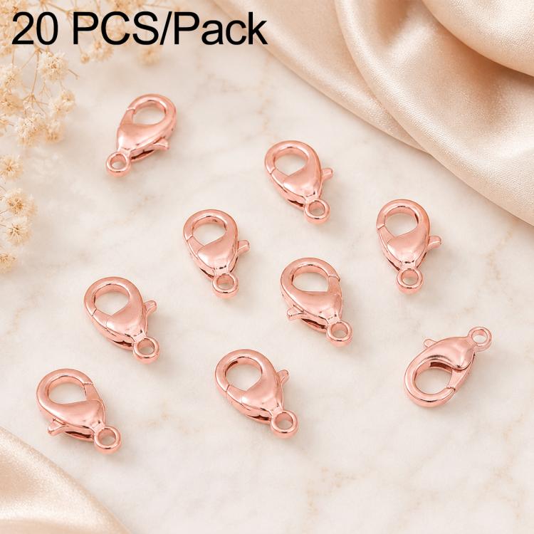 20-pack rose-gold lobster clasp spring connectors with hinged closure rings