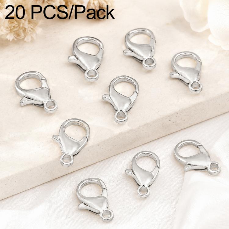 Silver-tone lobster clasp findings with spring ring, multiple connectors for DIY jewelry.