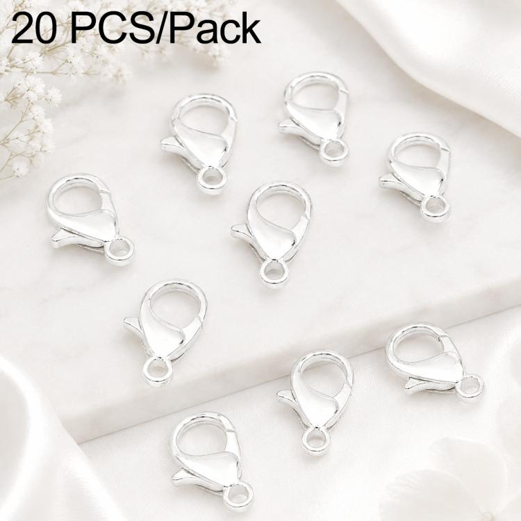Silver-tone lobster clasp closures with spring rings, assorted pieces for bracelet and necklace.