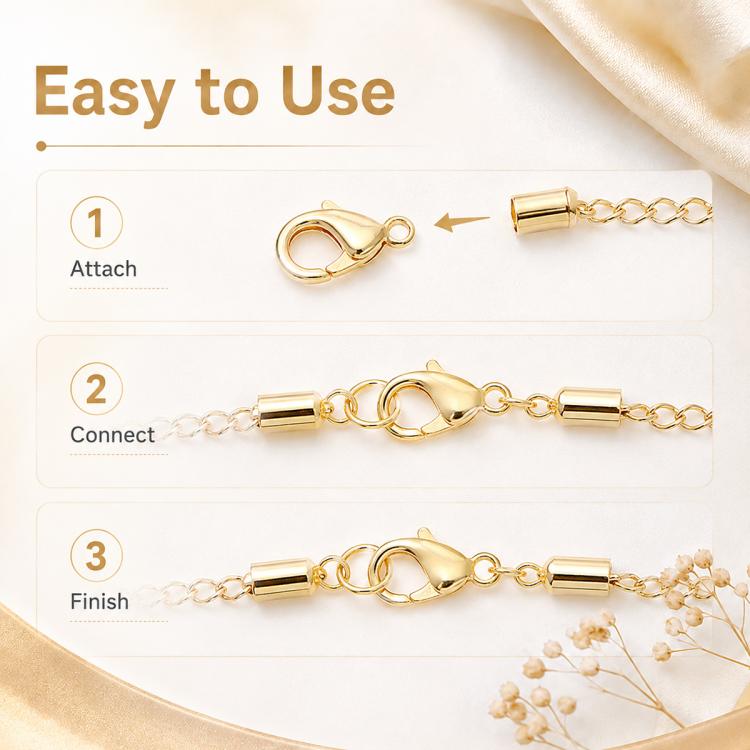 Gold plated lobster clasp spring buckle, easy attach and connect tool-style connector