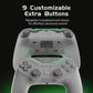 Gray wired game controller with customizable extra buttons and green-lit accents