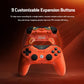 Orange game controller with top expansion buttons and illuminated ABXY controls