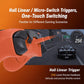 Orange wired game controller close-up with black trigger housing and textured grip