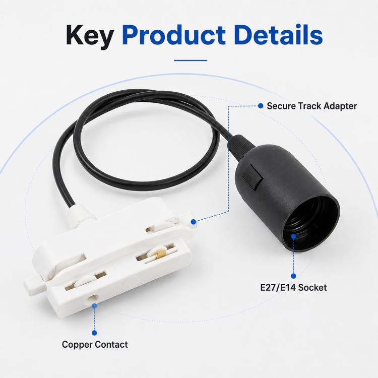 2-Wire Track Lamp Holder with 88cm Cable, E14, E27