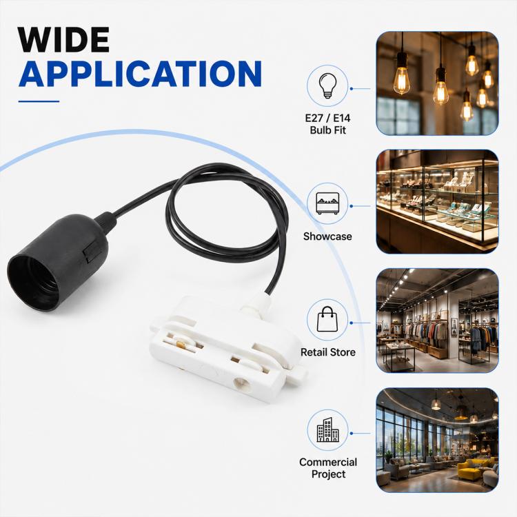 2-Wire Track Lamp Holder with 88cm Cable, E14, E27