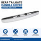 Chrome rear tailgate handle cover with black edge, shown from a front angle.