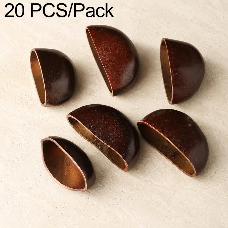 Dark brown conical cup beads with open center, oval shape, small hole at rim