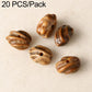 Natural brown elongated seed beads with oval holes, mixed smooth and striped patterns