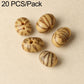 Cream beads with dark marbled lines and small holes, rounded cylindrical shapes