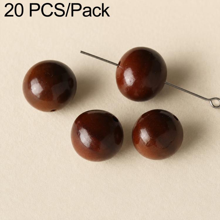 Brown glossy round seed beads with drilled holes on a pin for DIY bracelets