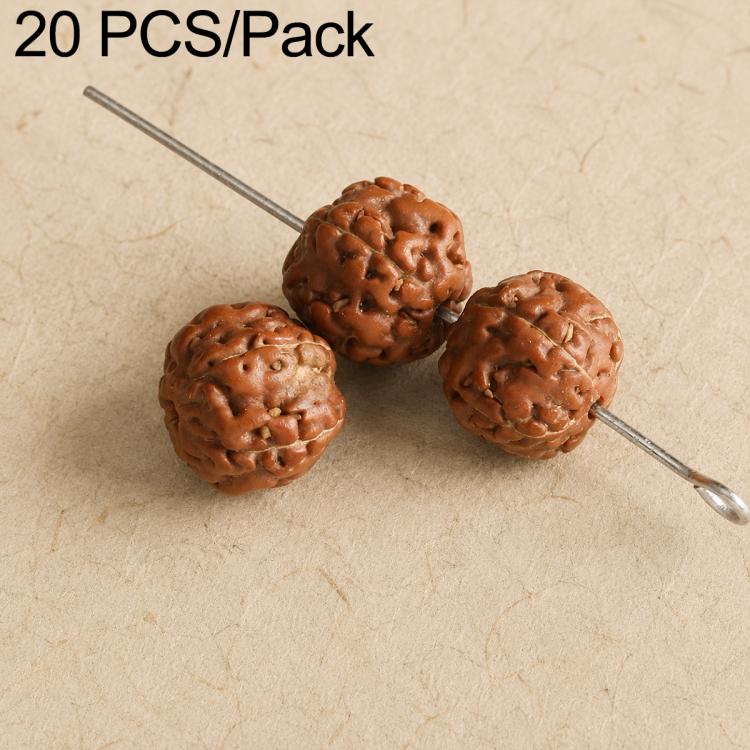 Textured brown seed beads with through holes on metal pin strand.