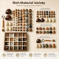 Assorted natural bead and bell components kit in mixed earth tones