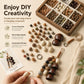 DIY natural bead kit with organized bead tray, string, and charm parts